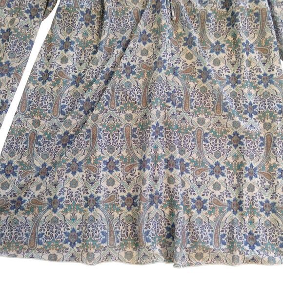 Vintage 2000s Paisley Print Top Plus Size 1X Bell Sleeve Tie Back Y2K Milkmaid - Picture 4 of 9